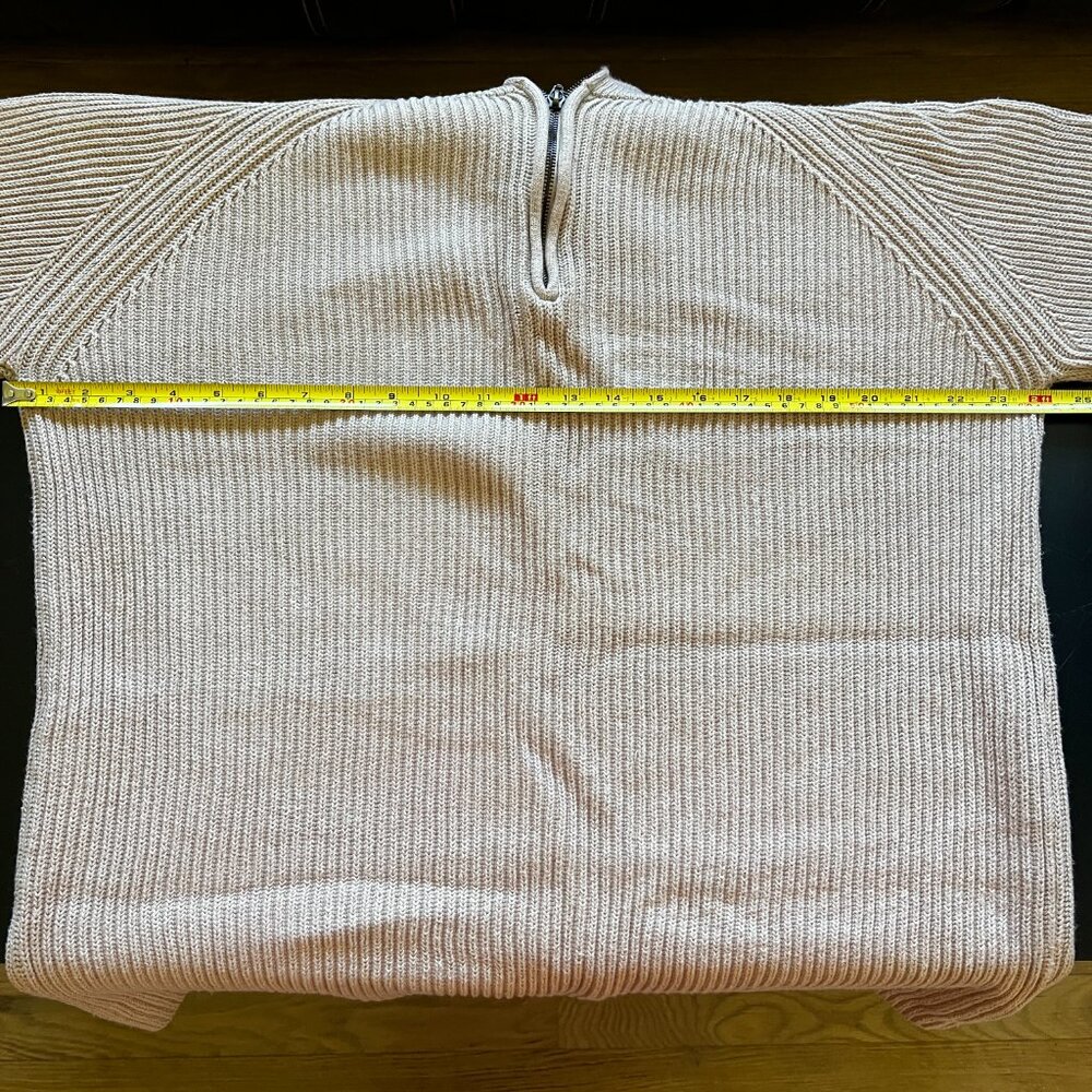 St. John's Bay Sweater Large Beige Ribbed Qtr-Zip Casual Raglan Classic Warm - Picture 6 of 9